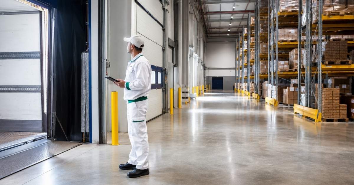 Professional warehouse cleaning services maintaining safe, organized aisles